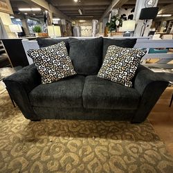 Midnight Blue Fabric Loveseat 