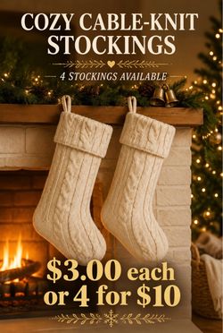 Cable-Knit Christmas Stockings – Set of 4