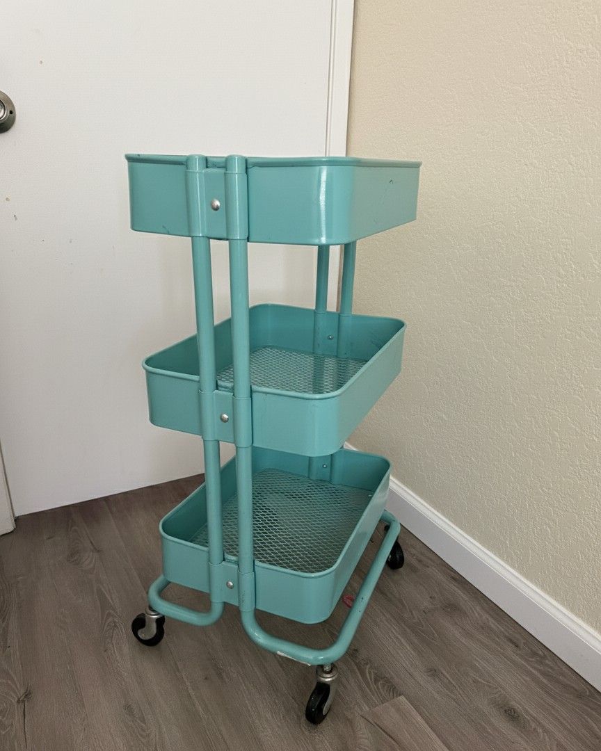 IKEA Rolling Utility Cart – Teal (3-Tier)