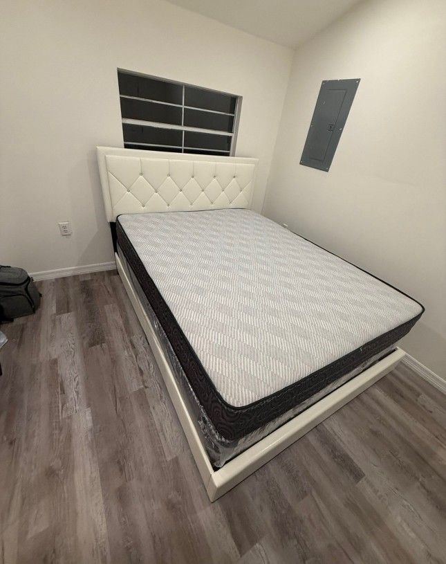 NEW BED FRAME FULL WITH MATTRESS AND BOX SPRING