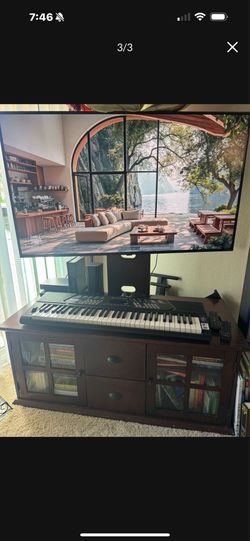 TV Stand With Bracket Great for no holes in walls!