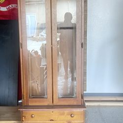 Victorian Tiger Oak Two-Door Gun Cabinet