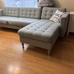 Ikea morabo with chaise/Gunnared light green/wood sofa. 