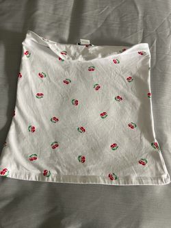 Monki White Cherry Strapless Top Size S