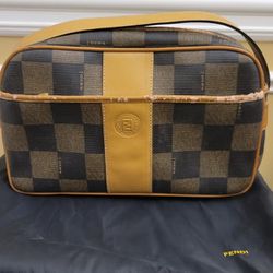 Fendi Multi-Colored Checkered Pattern Crossbody Handbag 