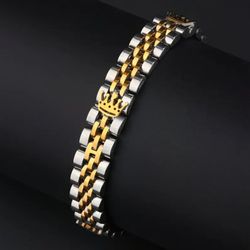 Uniquely Crafted 2-Tone Titanium 3 Crown Elements Watch Band  Bracelet