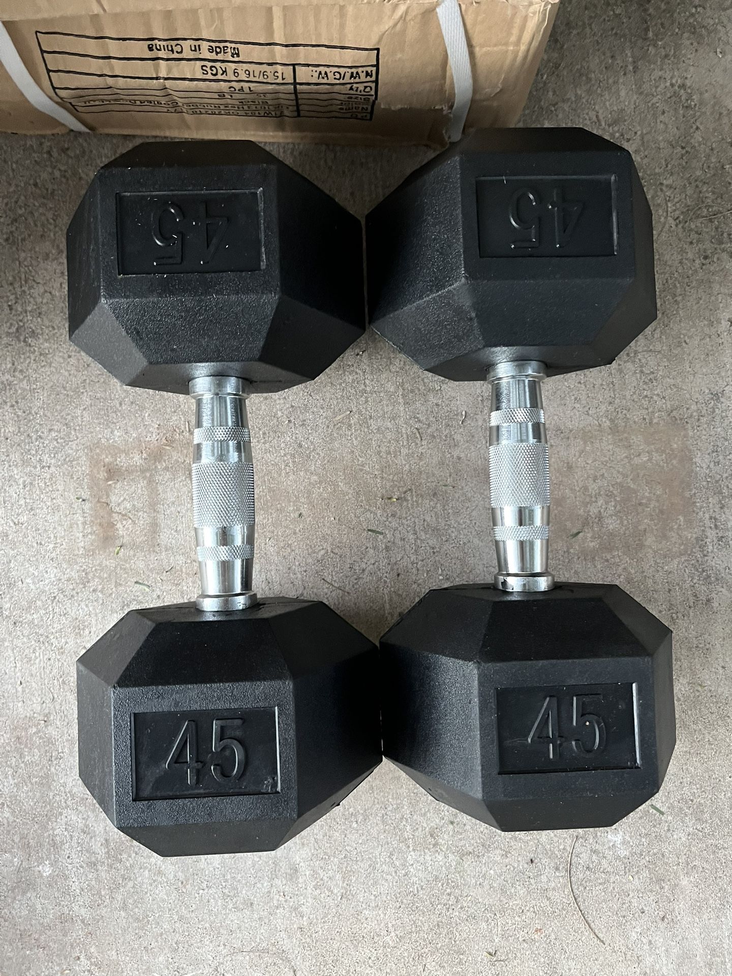 45lb Hex Rubber Dumbbell Set Weights