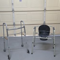 Foldable Bedside Toilet Commode & Walker. $10 /ea
