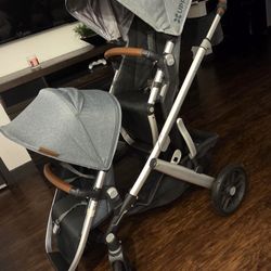 UPPAbaby Vista Double Stroller | Bassinet, 2 Seats, Adapters, Tray – Good Condition