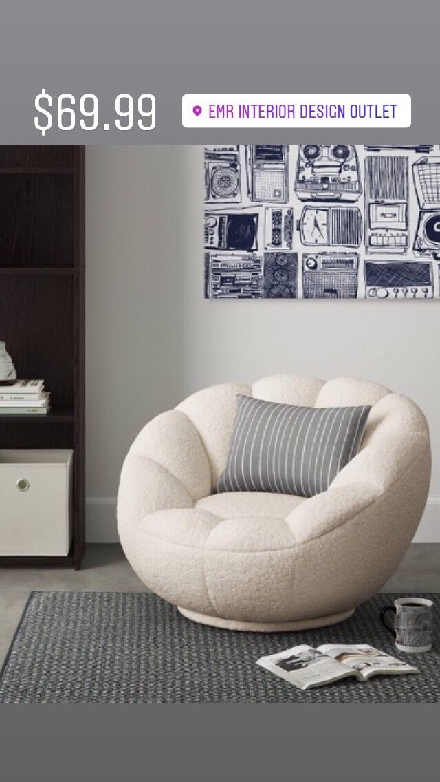 Low-Profile Swivel Tufted Tulip Chair White Sherpa $69.99