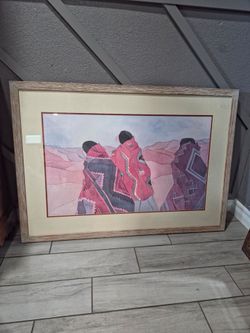 Framed signed print titled "Out Past Round Rock" by Irene Klar