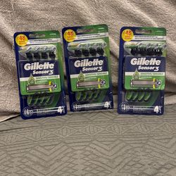 3 Packages Of Gillette Sensitive 4ct In each Package 