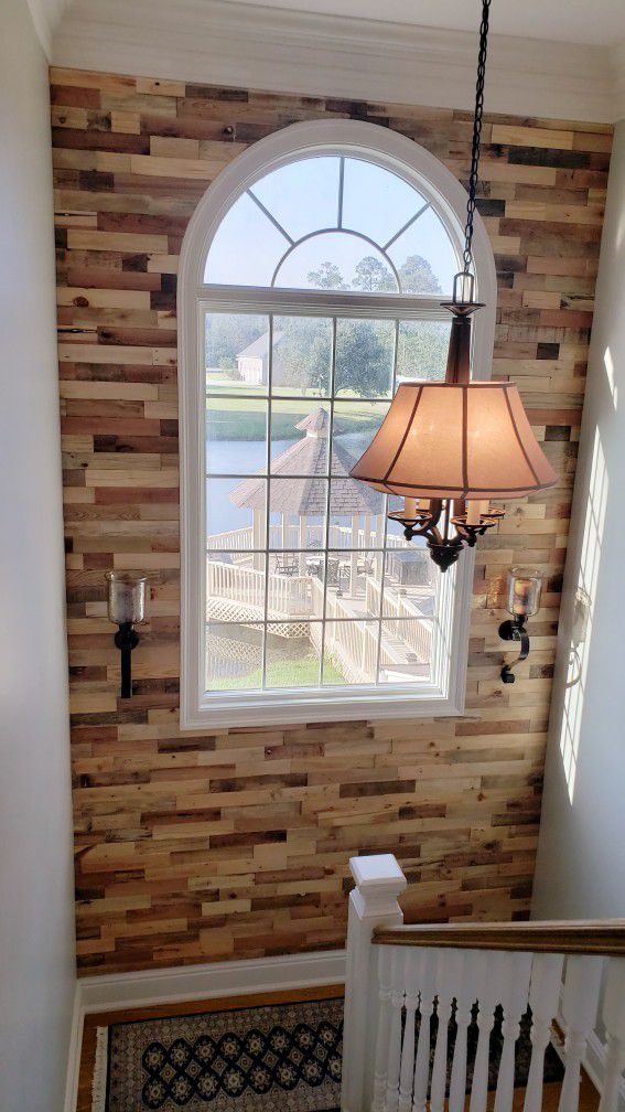 Finished Pallet Pieces And Installation For Accent Wall