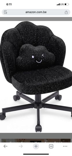 Black Sparkle Shell Desk Chair with Cloud Pillow