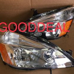 #OH174 2003-2007 Honda Accord Sedan Halogen Headlight Head Lights Pair Set