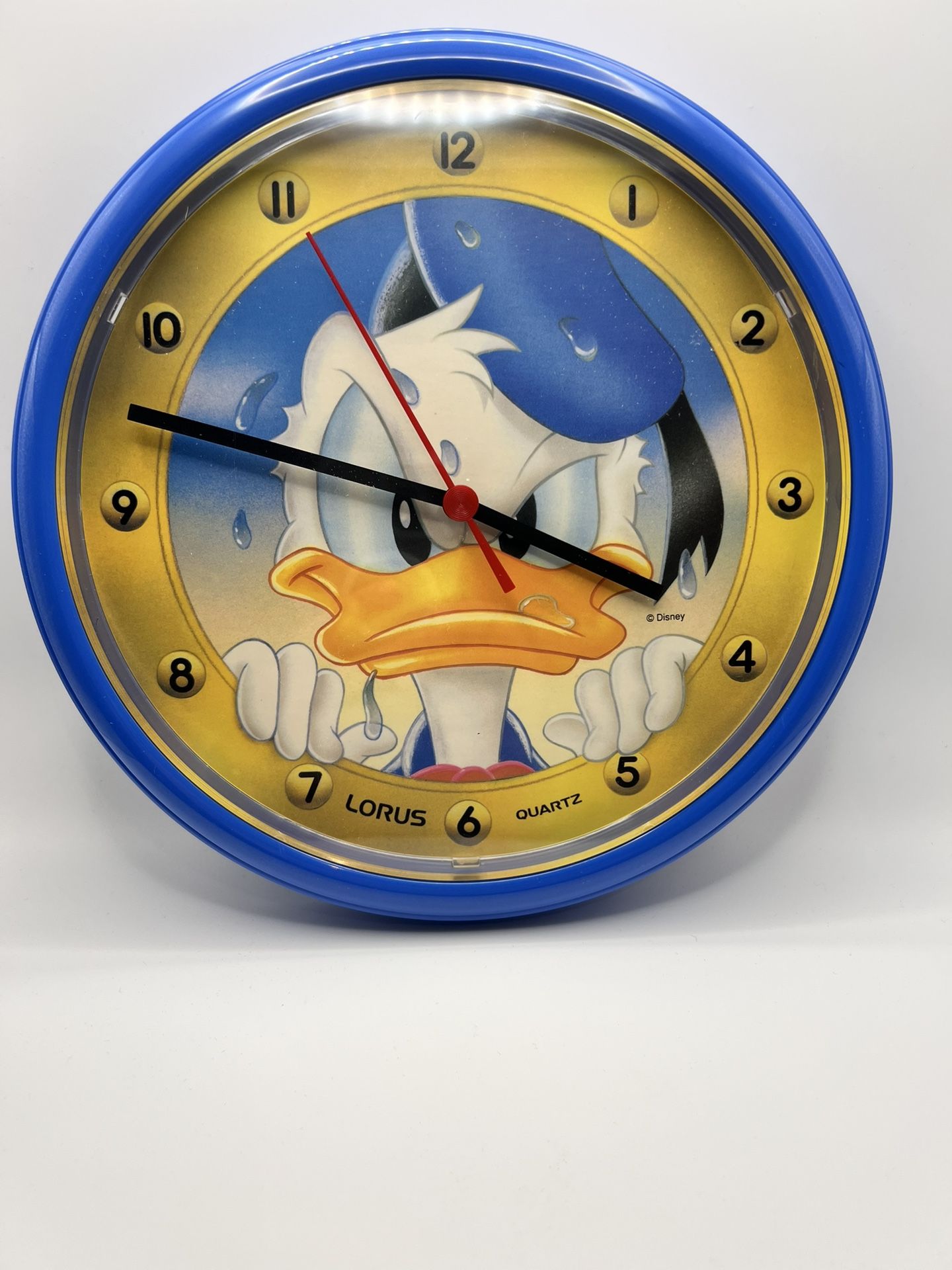 Vintage Donald Duck Wall Clock Walt Disney Angry Wet Lorus Quartz