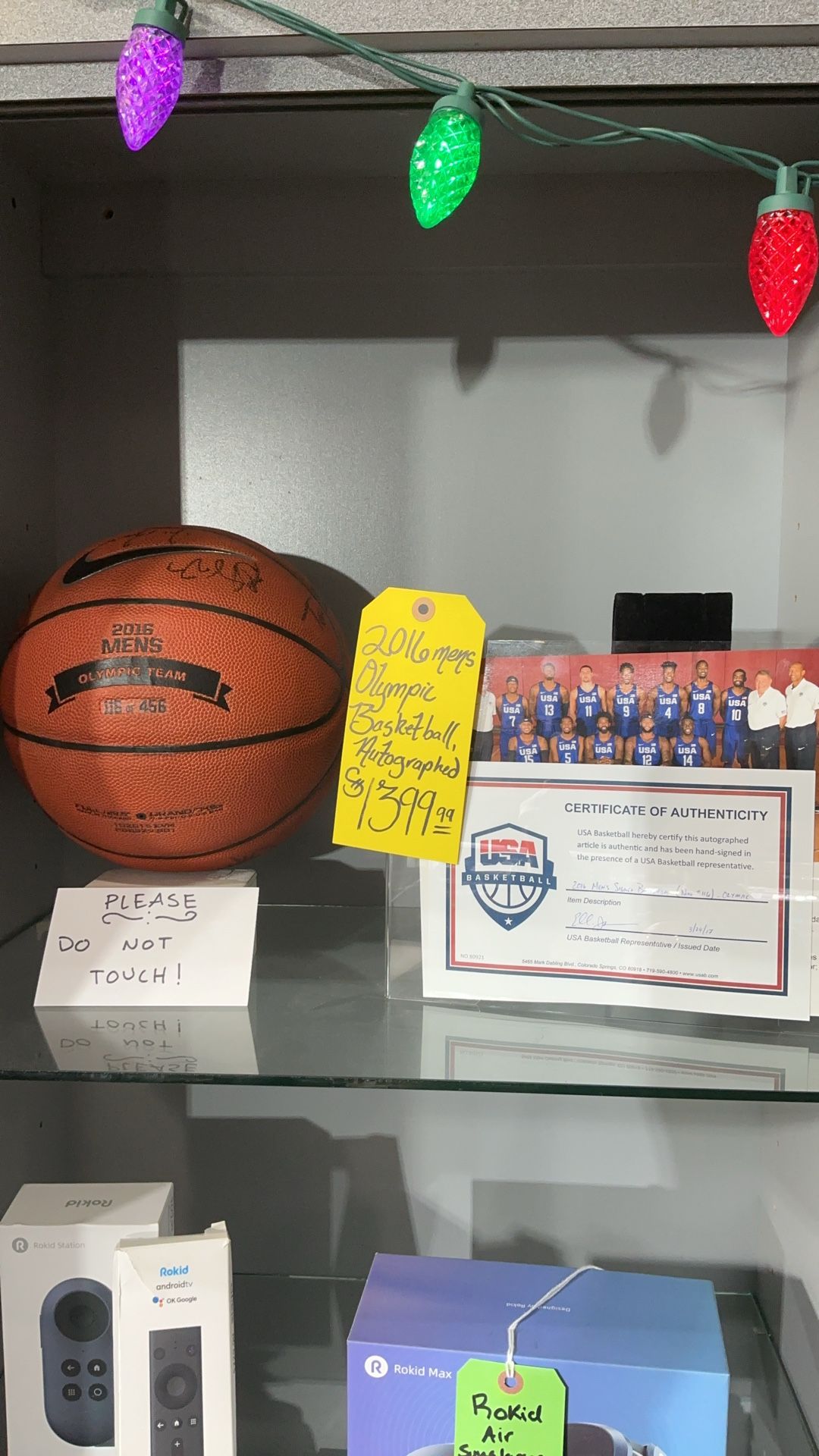 2016 men’s Olympic basketball autographed with certificate and picture