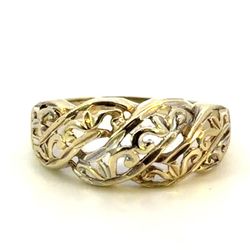 Woman’s Ladies 10k Two Toned White Yellow Gold Filigree Band Ring Size 5 GP3126445