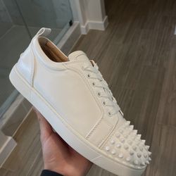 White Leather Red Bottoms Size 10