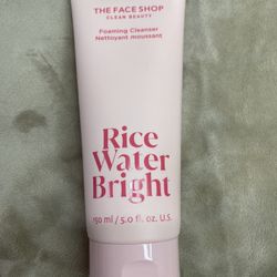 The Face Shop Rice Water Bright Foaming Facial Cleanser with Ceramide, Gentle Face Wash for Hydrating & Moisturizing, Vegan Face Cleanser, Makeup Remo