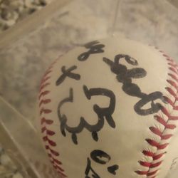 

Marge Schott/Schottzie Signed Baseball w/OZ  Inscription. Cincinnati WS Champions Owner.  Not Authenticated but guaranteed to pass.I personally met 