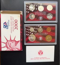 2000 US Mint Silver Proof Set 10 Coins in OGP