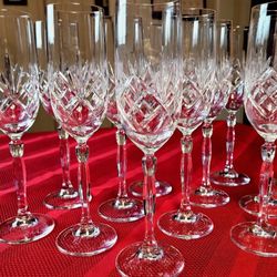 12 RETIRED 8-7/8" CUT GLASS CHAMPAGNE FLUTES: IMPERIAL ESTATE 