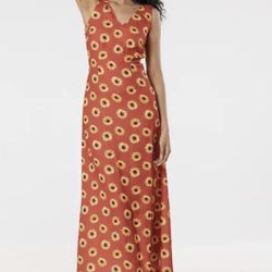 Timeless London (IC) Women’s Glini Maxi Dress Sz S Rust Orange Sunflower NWT