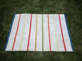 White/Color stripes Thick Cut Pile Soft Area Rug -56” X 78”