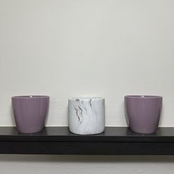 Purple/Lavender Marble Ceramic Pots 