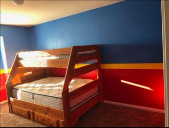 Wooden bunk bed and dresser set