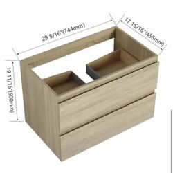 Floating Bath Vanity Cabinet without Top with 2-Drawers in Light Oak