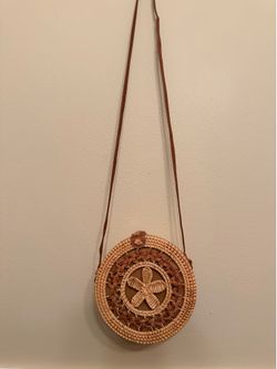 Flower Rattan Bucket Purse