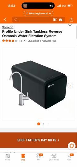 GE Profile Under Sink Tankless Reverse Osmosis Water Filtration System