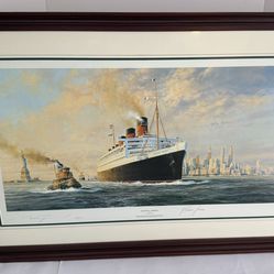 Vintage Queen Mary Limited Edition 737/1000 Art Print. “Farewell America” by Robert Taylor