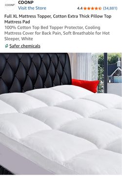 COONP Full XL Cotton Pillow Top Mattress Topper