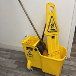 Mop Bucket, Wet Floor Sign, Mop Stick