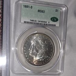 1881-S Morgan Silver Dollar Toned Graded CAC MS63 