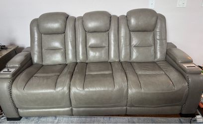 Genuine leather gray recliner sofa & loveseat $1100 OBO