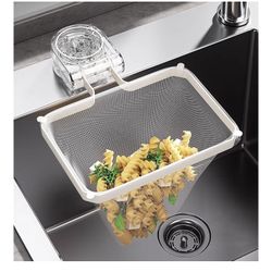 Mulyric Drain Food Catcher Kitchen Sink, Kitchen Sink Drain Strainer Basket for Food, Mesh Waste Rack for Sink with 50 Filter Mesh Bags, Sink Trash Ca