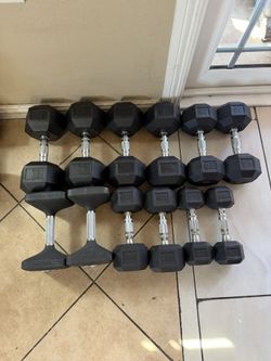 Rubber hex dumbbells 15-50 pairs weights 400lbs total firm price