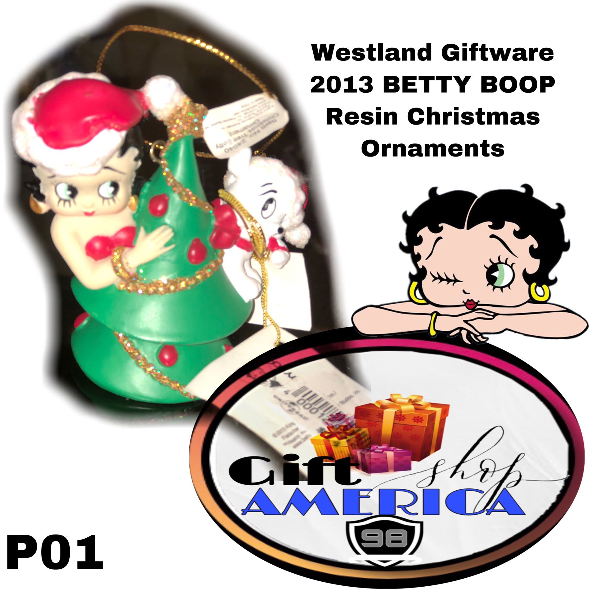 Westland Giftware 2013 BETTY BOOP Resin Christmas Ornaments, P01