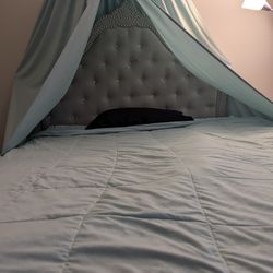 Queen Sized Bed With Rhinestone Tufted Frame 