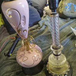 Vintage Pink And Lead Crystal Lamps