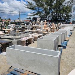 Concrete Large Rectangular Planters / Cement Backyard Patio Garden Planter Pots