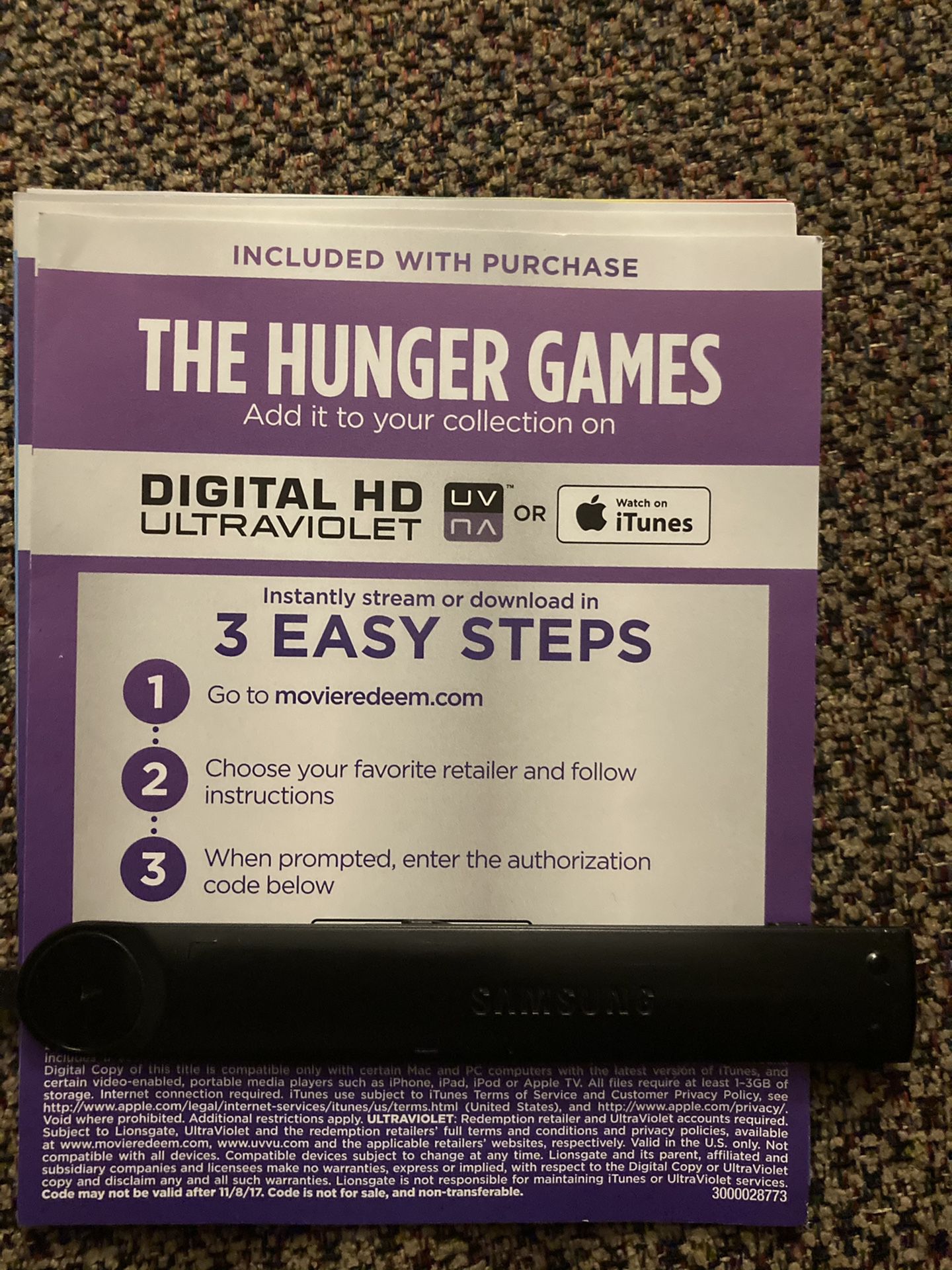 The hunger games 4K digital movie code