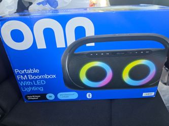 ONN Portable FM Boombox with LED Light