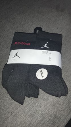 Socks mens socks size 6-8 Womens size 6-10 kids youth size 5y-7y-Crew Jumpman Basketball  6 Pack Black new with tags