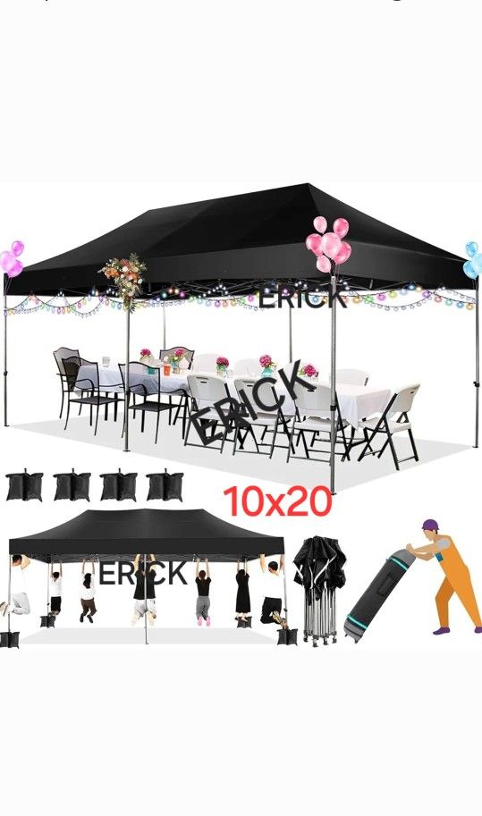 10x20 Heavy Duty Pop up Canopy Tent Easy Up Commercial Outdoor Canopy Wedding Party Tents for Parties All Season Wind Waterproof Gazebo
