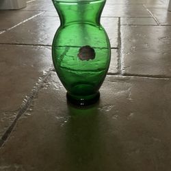 Forest green anger glass vase